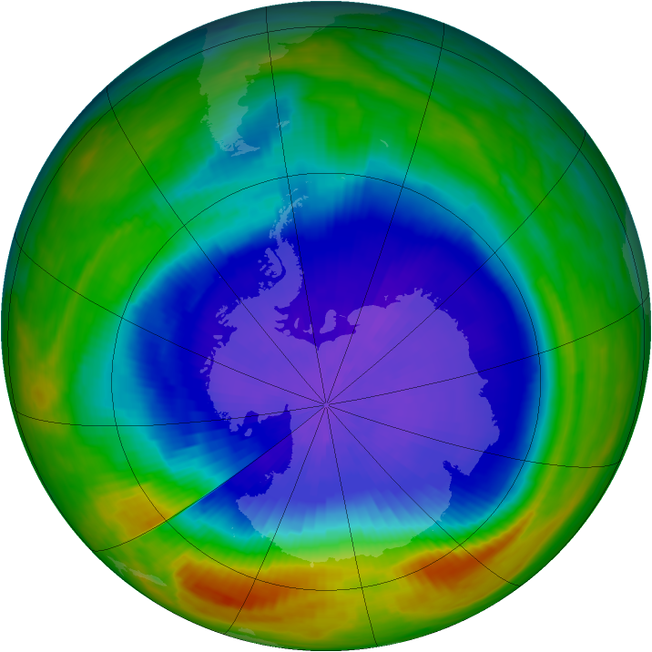 Antarctic ozone map for 07 October 1987